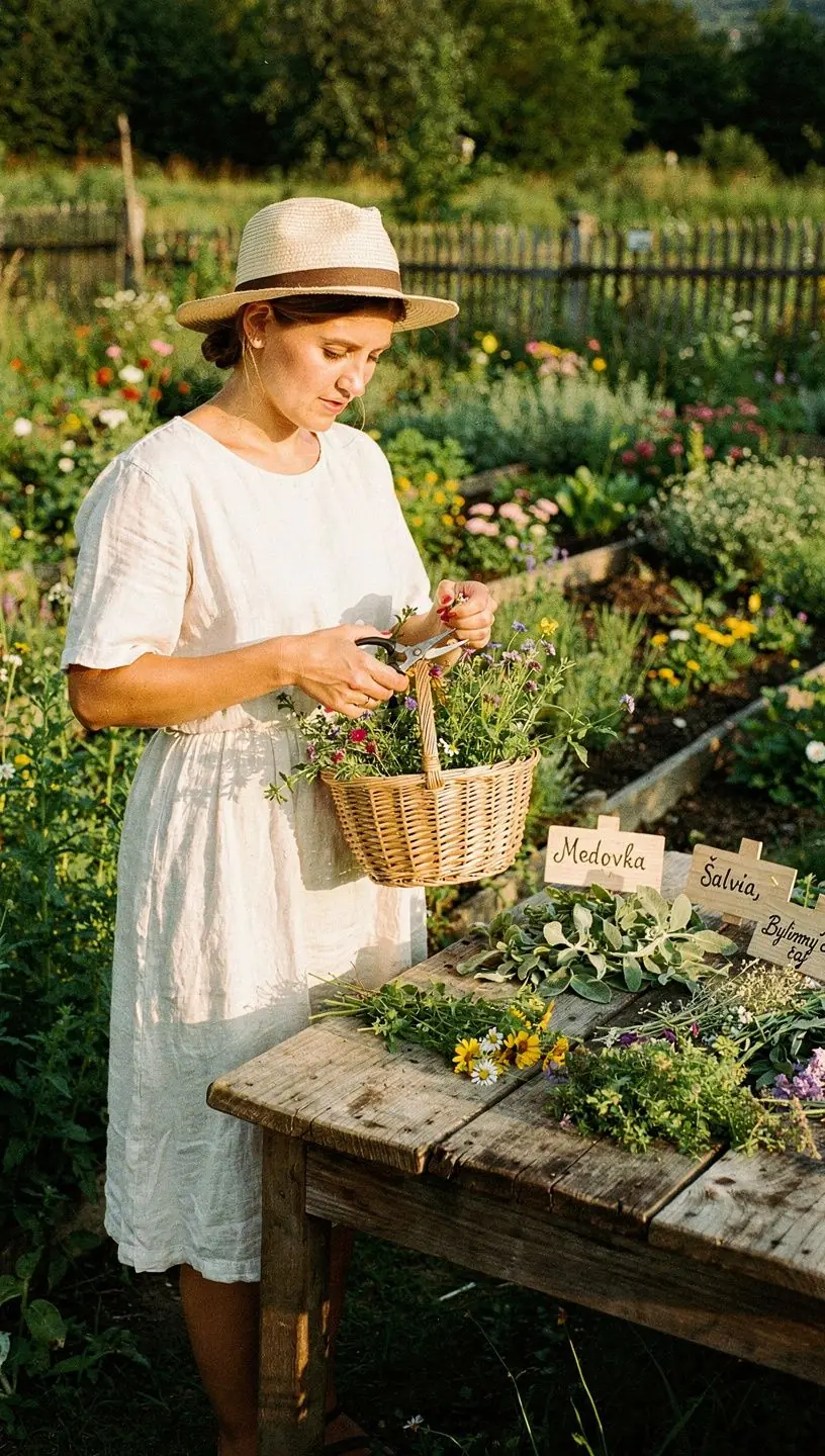 Čajová súprava s tradičnými slovenskými motívmi a šálkami