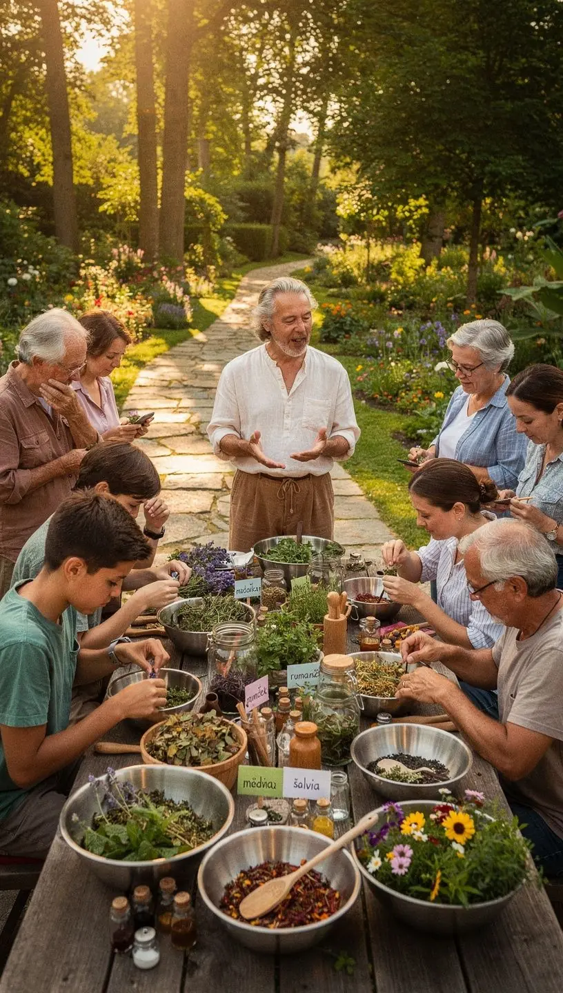 Zelený čaj s bylinkami na drevenom stole