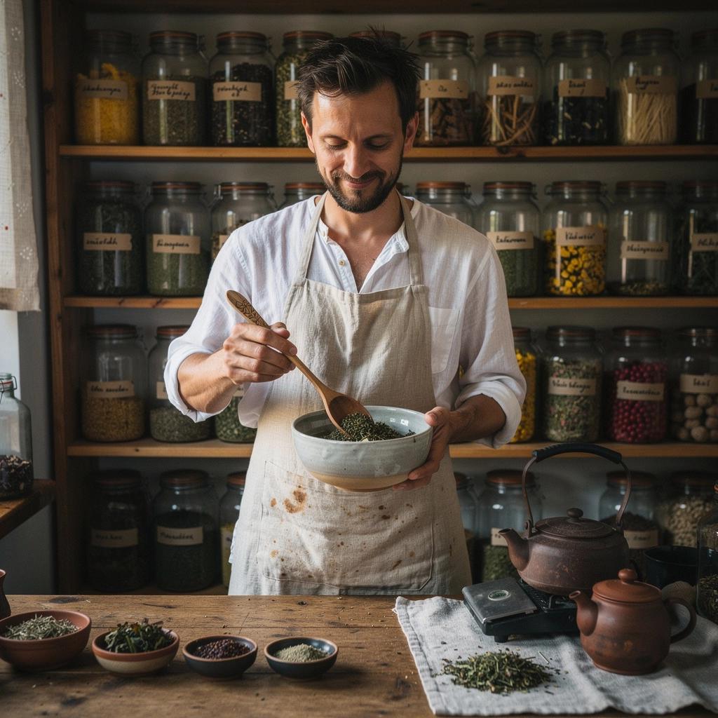 Rôzne sušené bylinky usporiadané na bielej ploche