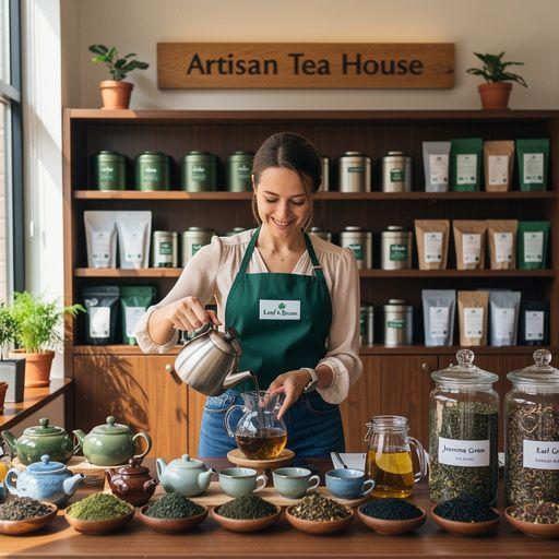 Záber na čajové lístky na sviežej tráve